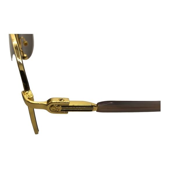 Gucci 59 MM Slim Metallic Frames Contrast Temples Classic Aviator Sunglasses - Picture 7 of 8